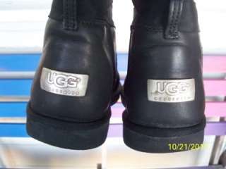 Ugg Boots sz 7 extra Tall Black Laces Ribbons great condition  