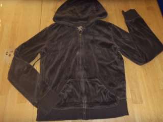 Womens EXPRESS Brown Velour HOODIE Jacket Small W124  