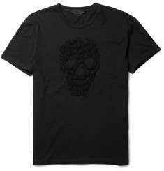 Alexander McQueen Embroidered Skull Cotton T Shirt