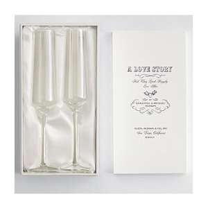 personalized love story toasting flutes 