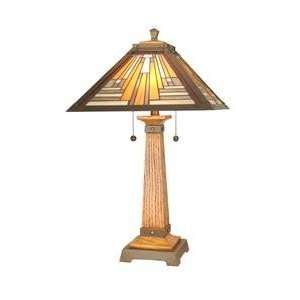 : Dale Tiffany TT60287 Thunder Bay 2 Light Table Lamp in Woerma Wood 