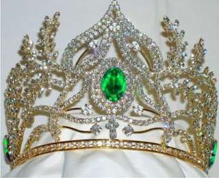 Bridal  26.73ct Diamond & Emerald Tiara / 87.450Gms  