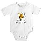 DADDY DRINKS BECAUSE I CRY FUNNY BABY BODYSUIT SHORT SLEEVE WHITE 