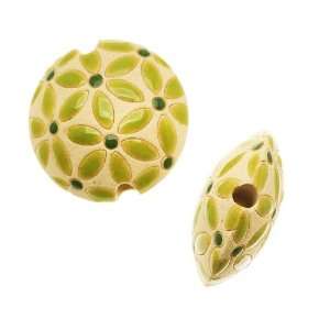 com Golem Design Studio Carved Ceramic Lentil Bead Ornamental Flower 