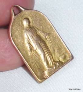 ANTIQUE MIRACULOUS MEDAL GOLD PLATED MEDAL c1920  