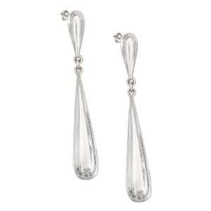   Silver High Polished Long Dangling Teardrop Earrings on Posts Jewelry