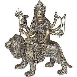  Hindu Goddess Durga Sitting on Lion Statue