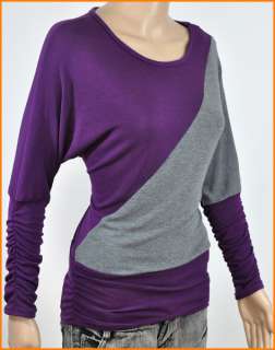 Lady/Womens Knitted Fabric Fashion Batwing Long Sleeve T Shirt Tops 