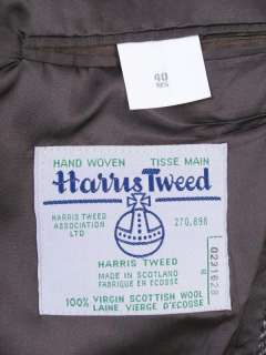 Harris Tweed Sport Coat Gray Gray Black Brown Herringbone Wool 40R 
