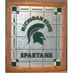 NCAA Michigan State Spartans Glass Wall Plaque 