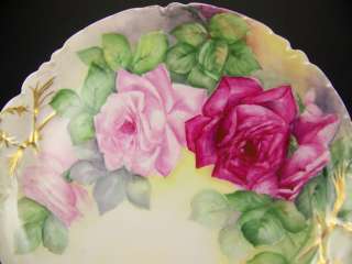 LIMOGES HAND PAINTED ROSES CHARGER 13  