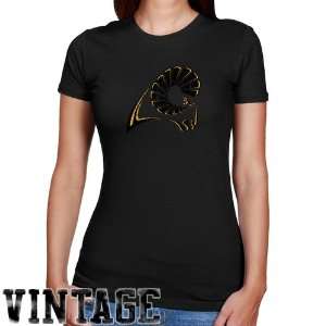  VCU Rams Ladies Black Distressed Logo Vintage Slim Fit T shirt 