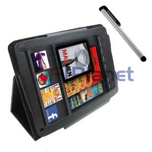 Black Folio Leather Case Cover+Touch Screen Stylus Pen For  