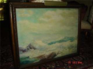 ANTIQUE AMERICAN Arno Bretsnyder Seascape Oil Painting  