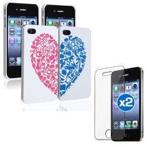 Red, Blue) Snap On Hard Cover Case w/ 2x Clear Screen Protector Film 