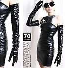  Shoulder Sleeve Genuine Patent Leather Runway Pinup Girl Slouchy Glove