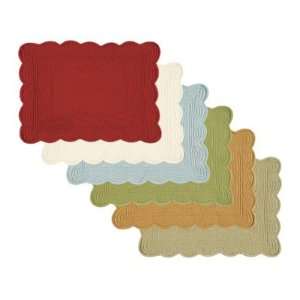 Set of 4 Marseille Quilted Rectangle Placemats Red  Ballard Designs