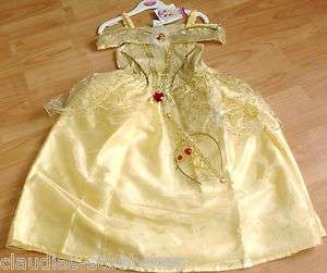 Disney Belle Prinzessin Kostüm Kleid 98/104/110 Krone GOLD NEU  
