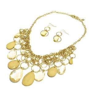  Fashion Necklace Set; 18L; Gold Metal; Beige and Light 