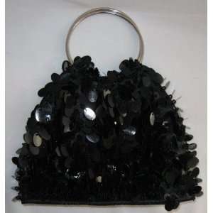  Black Spangle Glitter Evening Handbag Purse with Magnet 