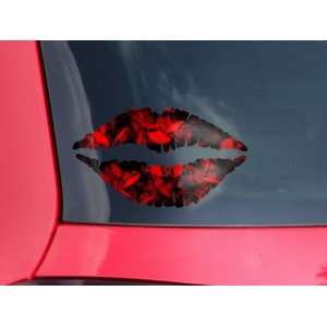  Lips Decal 9x5.5 Skulls Confetti Red: Automotive