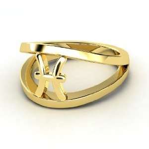  Pisces Zodiac Ring, 14K Yellow Gold Ring Jewelry