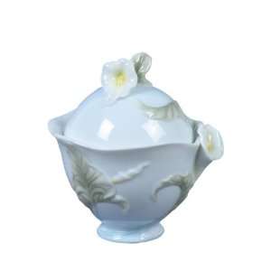  3.75 inch Pale Blue Glazed Porcelain Sugar Bowl with Cala 