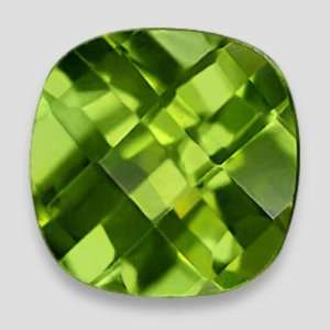   mm High SI Apple Green Checker Board Peridot Cushion Gemstone Jewelry