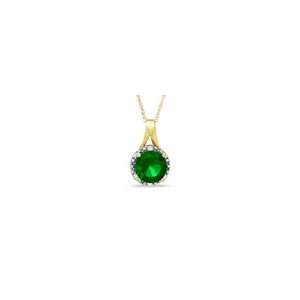 ZALES Lab Created Emerald and Diamond Accent Pendant in 10K Gold 8.0mm 