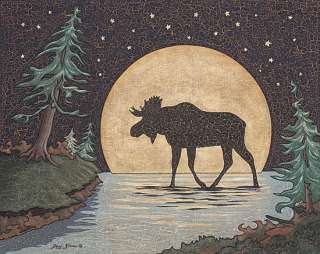 Moonlight Moose Outdoors Jay Zinn Framed Picture Print  