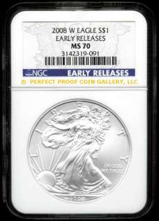 NGC MS70 2008 W EARLY RELEASES SILVER EAGLE MS 70  