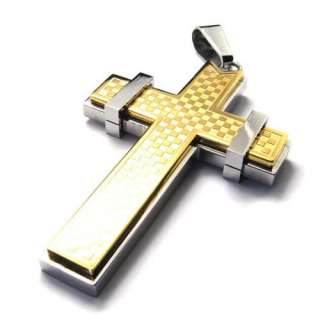 Mens Charm Stainless Steel Cross Pendant Necklace Chain  