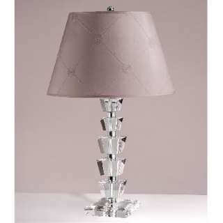 NEW 1 Light Table Lamp, Chrome and Clear Crystal, Silk Fabric, Laura 