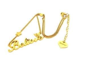 Disney Couture Classic Gold Believe Tinkerbell Necklace  