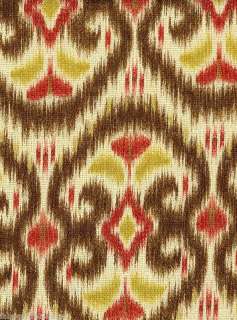 Ikat Fabric Alhambra Amour Waverly Fabric Brown Green  