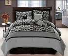 New Silver Black Bedding Flock Satin Comforter set   Full, Queen, King 