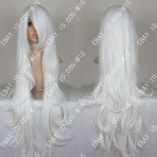 COS WIGS New Long Cosplay Party White Wavy Wig 80CM  