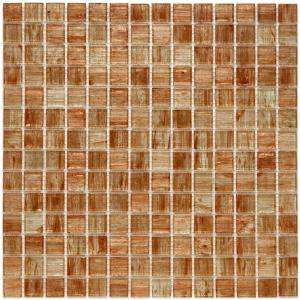   Tan 12 in. x 12 in. Copper and Gold Glass Mesh Mounted Mosaic Tile