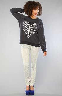 Wildfox The Skeleton Heart Original Gidget Sweatshirt in Black 