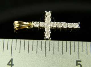 14K LADIES MINI ROUND DIAMOND CROSS CHARM PENDANT .50 C  