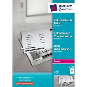 Avery Zweckform, 3480, Transparentfolie Etiketten, 100 Blatt 