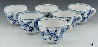 Set of 6 Blue Onion Meissen Demitasse Cups  