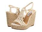   MADDEN ESPADRILLE WEDGE SATIN SHOES SIZE 7 NWOB CREAM ANKLE TIE  