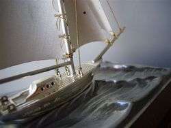 FINEST SIGNED JAPANESE HAND MADE STERLING SILVER 960 MODEL YACHT SHIP 