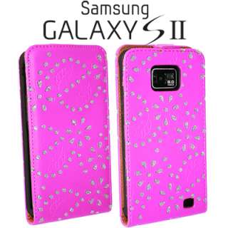 Design Luxus Flipcase Samsung I9100 Galaxy S2 SII Pink Handytasche 