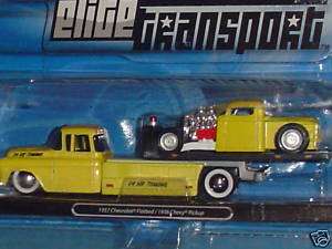 1957 CHEVY FLATBED with 1936 CHEVY PICKUP 1:64 YELLOW  