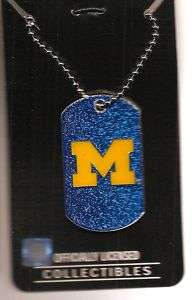 New Michigan Wolverines M Logo Glitter Dog Tag Necklace 763264160483 