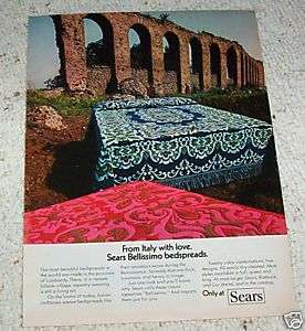 1972 ad  Bellissimo tapestry Bedspreads ITALY Ad  