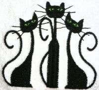 Classic Black Cat towel, for cat lovers, embroidered  