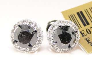   CUT SOLITAIRE BLACK AND WHITE DIAMOND STUD EARRINGS 1.52 CT  